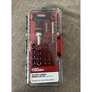 Hyper Tough 59-PIECE T-HANDLE DRIVER & BIT SET w/ CASE Holder Sockets